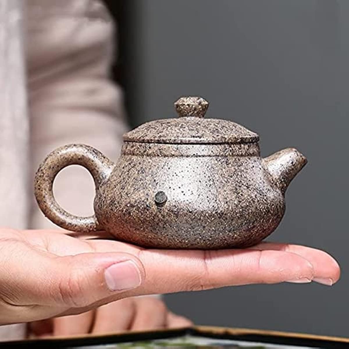 Set da Viaggio in Ceramica con teiera da 90 ml, bollitore Tradizionale con Filtro, teiera Cinese Viola, Sezione Minerale Grezzo, teiera di Bellezza in Fango