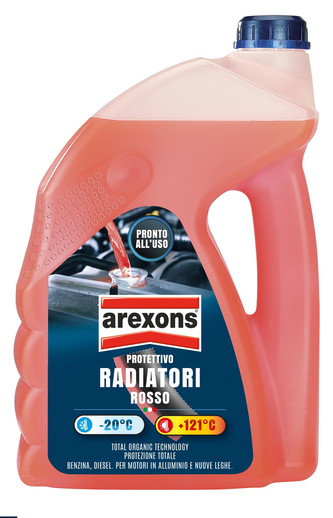 AREXONS Protettivo Radiatori Rosso -20°, per Circuiti di Raffreddamento, Protezione Antigelo e Antiebollizione Fino a -20°C e +121°C, Adatto a Rabbocchi, 4,5L