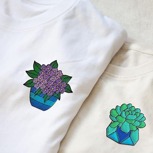 Miniatura 6 de FREEBLOSS 50 Uds. Patrones de bordado solubles en agua, estabilizador de costura a mano, pegatinas de bordado, tema de macetas, estabilizador