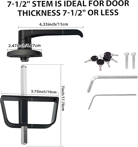 Miniatura 9 de BTEOBFY - Juego de cerradura de puerta con mango en L con 5 llaves, vástago de almacenamiento de 5-12 pulgadas, juego de cerraduras para puertas de