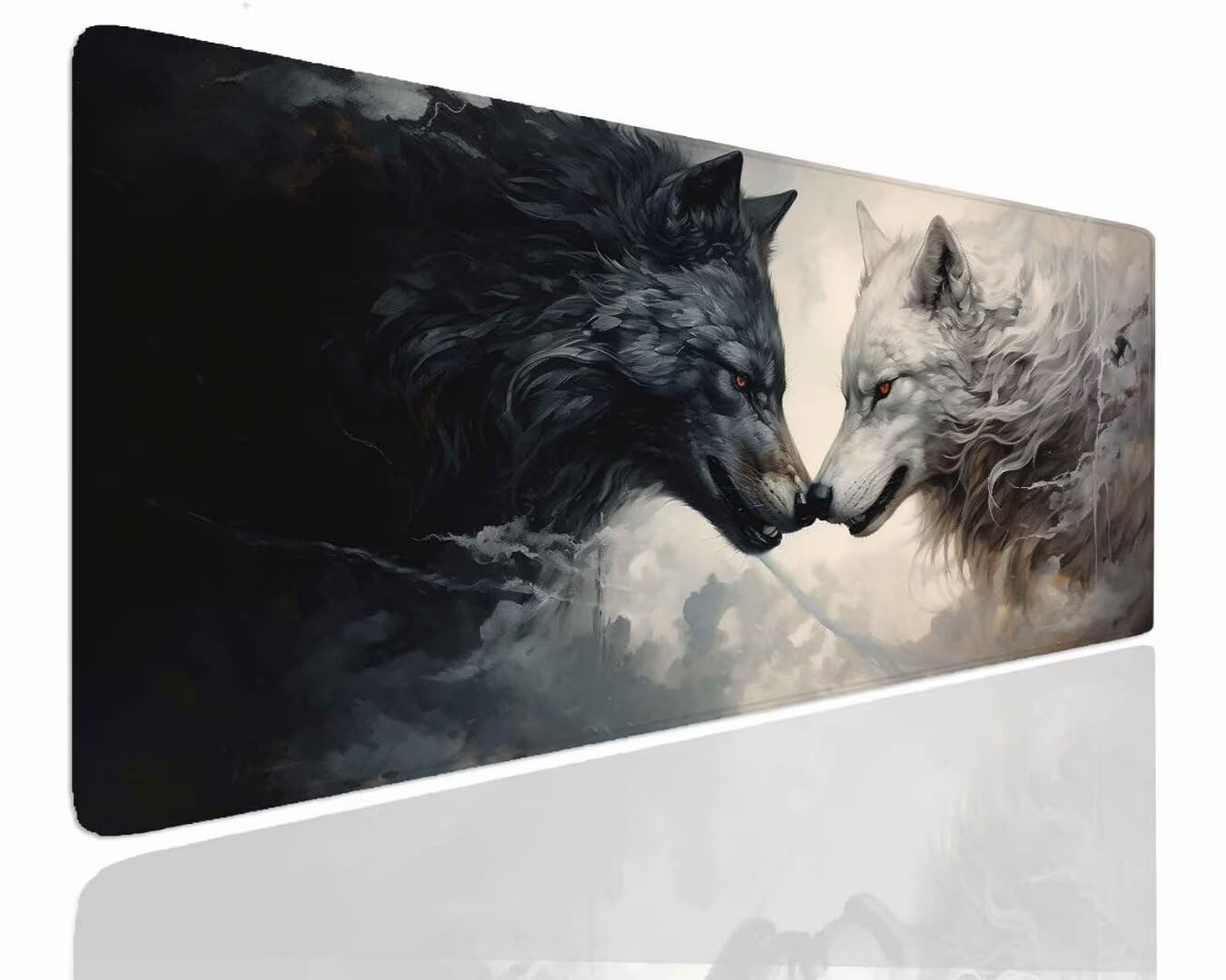 Duża podkładka pod mysz do gier, podkładka pod mysz do gier XXL 1000 x 500 x 4 mm podkładka na biurko, mata na biurko, mata biurkowa z szytymi krawędziami dekoracyjna mata wilk J-1172