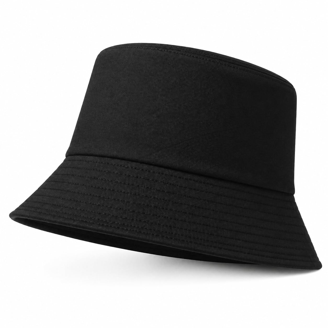 Truebuy Unisex Black Bucket Hat Sun Protection Hat Lightweight Cotton Wide Brim Summer Hat For Men Women Packable Fishing Hiking Travel Festival Beach (Black)