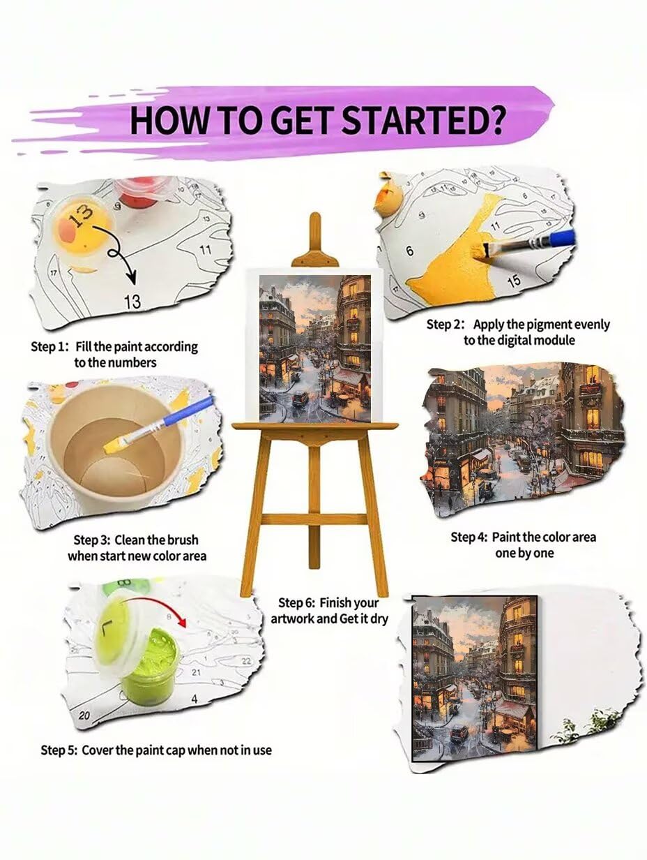 shixpiov Peinture par numéros pour adultes, kit de peinture à l'huile DIY, avec toile infroissable, peintures et 3 pinceaux, pour la décoration de la