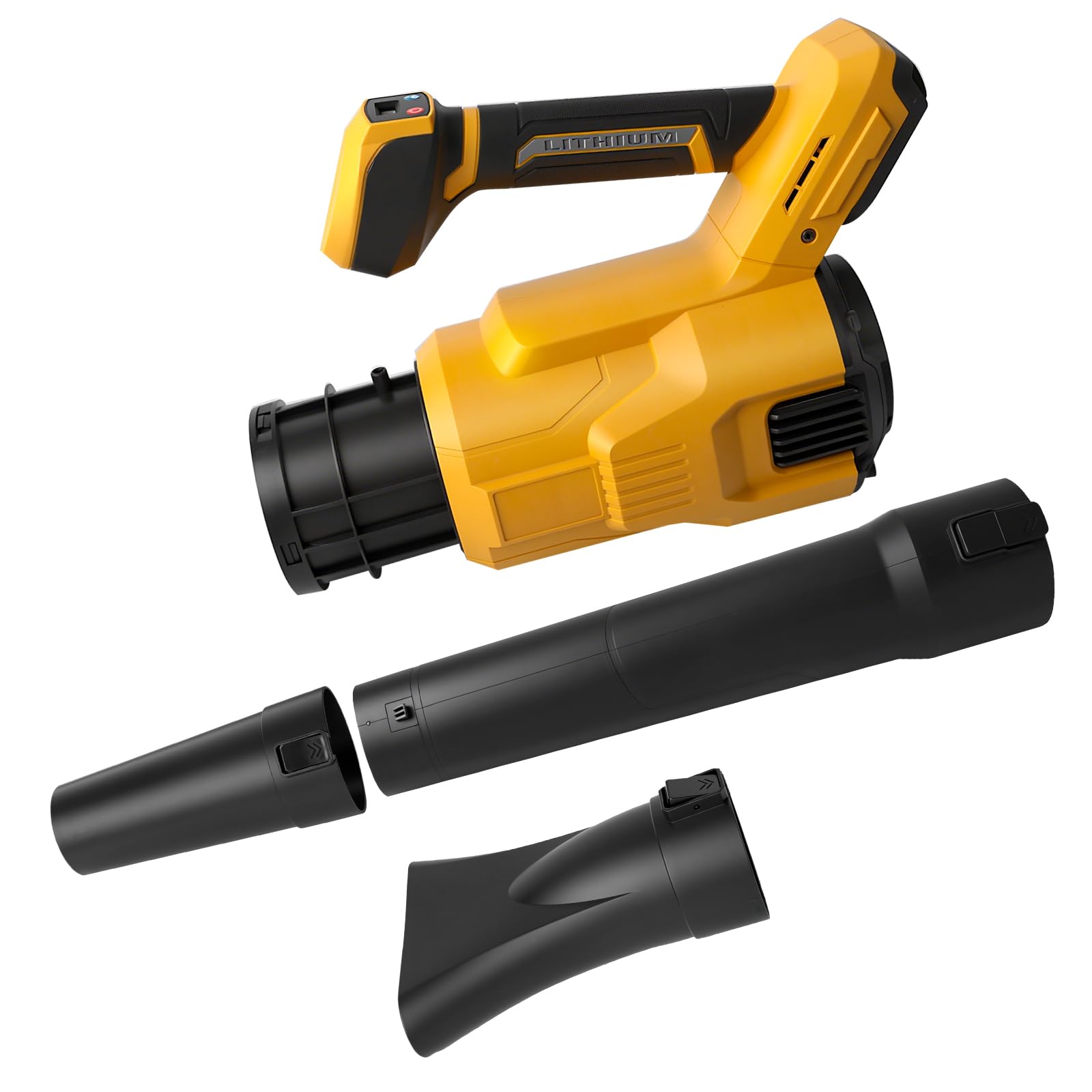 Soffiatore per foglie senza fili compatibile con batteria Dewalt da 18 V/20 V, 130 MPH, 18500 giri/min, 3 modalità di velocità con 2 ugelli per la pulizia del patio, la cura del prato