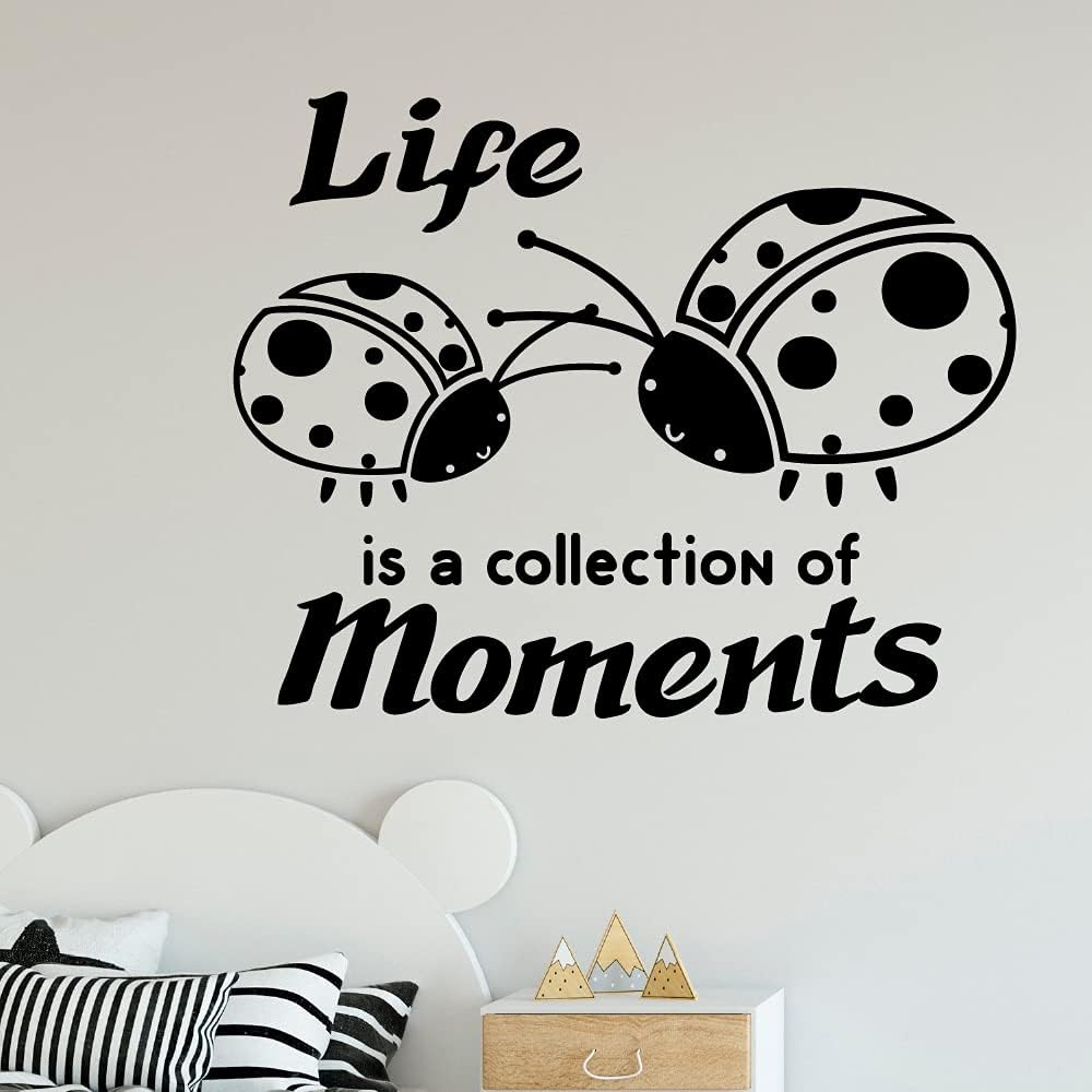 Life Quote Ladybug Ladybugs Lady Bug Bugs Cute Animal Insect Vinyl Design Wall Sticker Art Decal Boy Girl Kid Room Bedroom Nursery Kinder Playroom Home Decor Stickers Decoration Size (22x30 inch)
