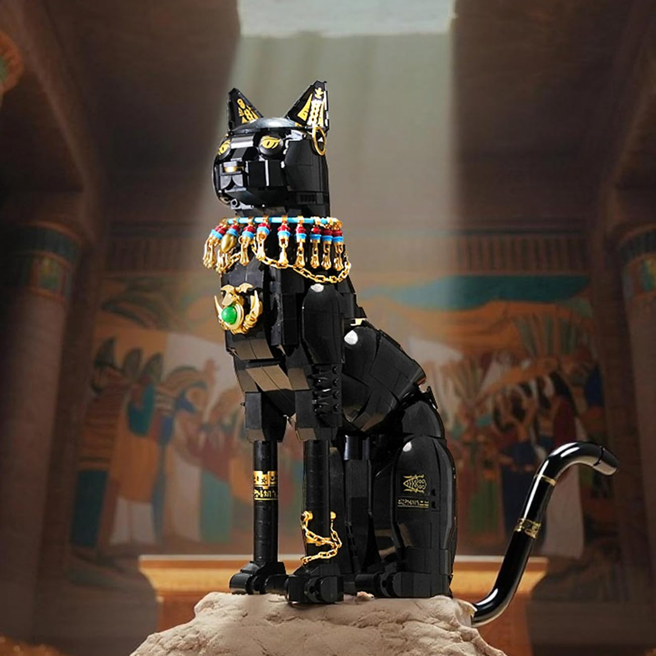 CUBIMANA Kit di gatti faraone egiziano – mattoncini da costruzione con gatto nero giocattolo per adulti, modello di gatto egiziano come decorazione per la casa, ufficio, regalo per adolescenti dai 10