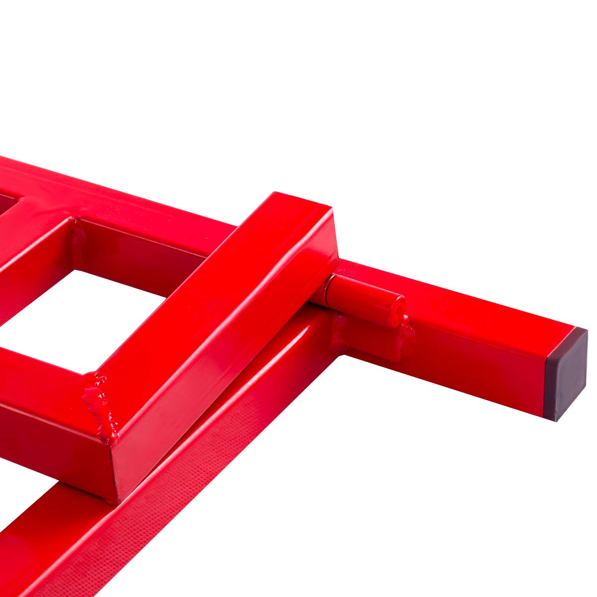 DREAMADE Lève Tracteur Tondeuse à Gazon Dispositif de Levage Autoporteur Charge Maximale 400 KG Hauteur Réglabe Entre 11,5 et 77 CM Support Pliable 115 X 50 X 20 CM Rouge