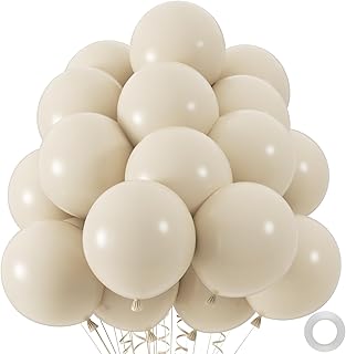 50pcs Sand White Balloons, 12inch White Sand Party Latex Balloon, Helium...