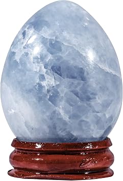 Sportmusies Natural Blue Celestite Stone Egg, 2-2.36 inches