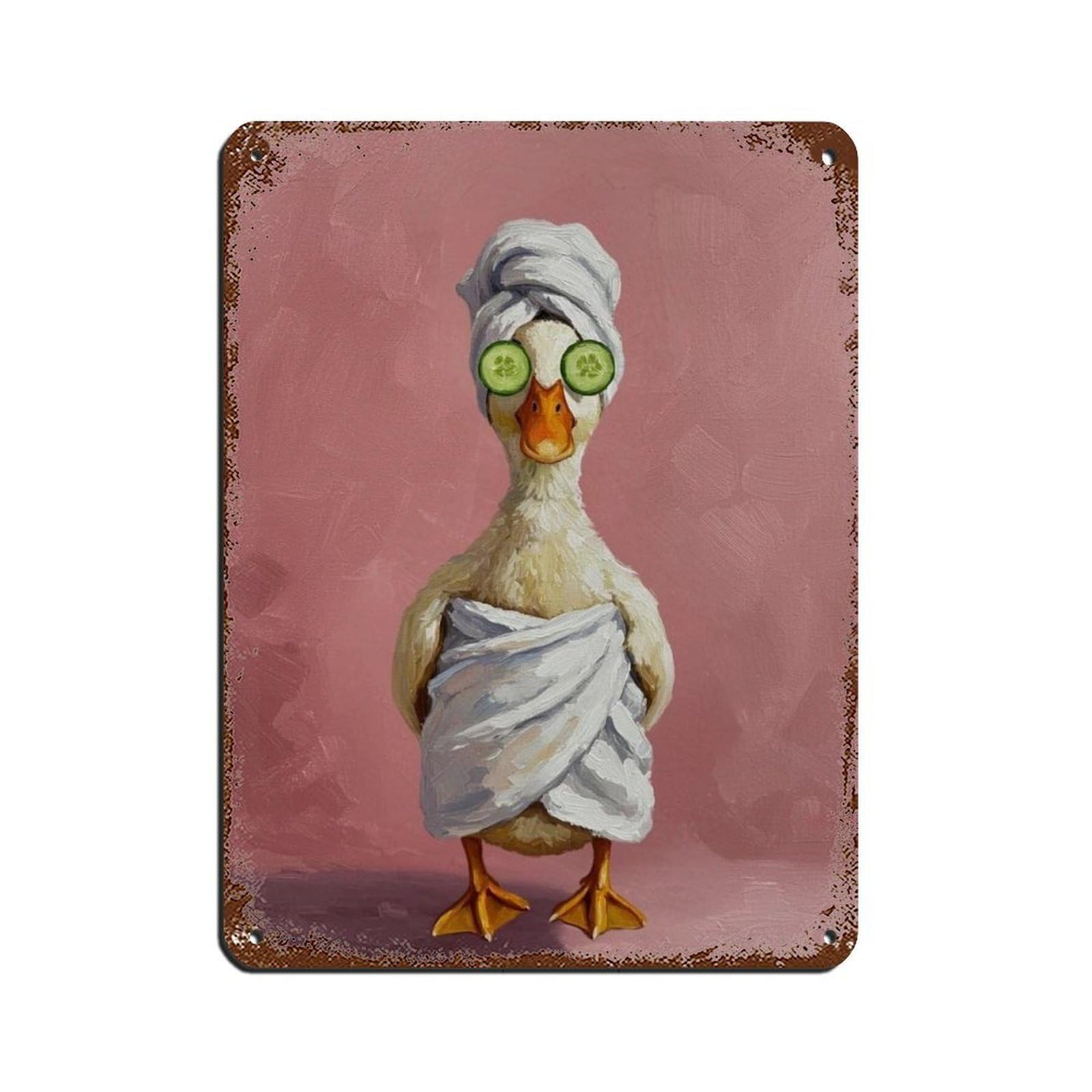 Bathroom Spa Art, Duck Duckling, Décor Art Tin Sign Vintage Metal Pub Club Cafe Bar Home Wall Art Decoration Poster Retro 12x16inch(30x40cm)
