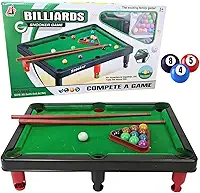 Mini Mesa de Sinuca Infantil Portátil Verde Kit Completo com Bolas Tacos e Pés Desmontáveis Bilhar Compacto para Crianças