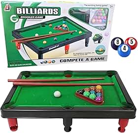 Mini Mesa de Sinuca Infantil Portátil Verde Kit Completo com Bolas Tacos e Pés Desmontáveis Bilhar Compacto para Crianças