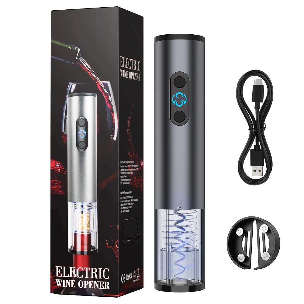 Ankway Cavatappi Elettrico Professionale, Apribottiglie con Carica USB, Taglia Capsule, Set Regalo