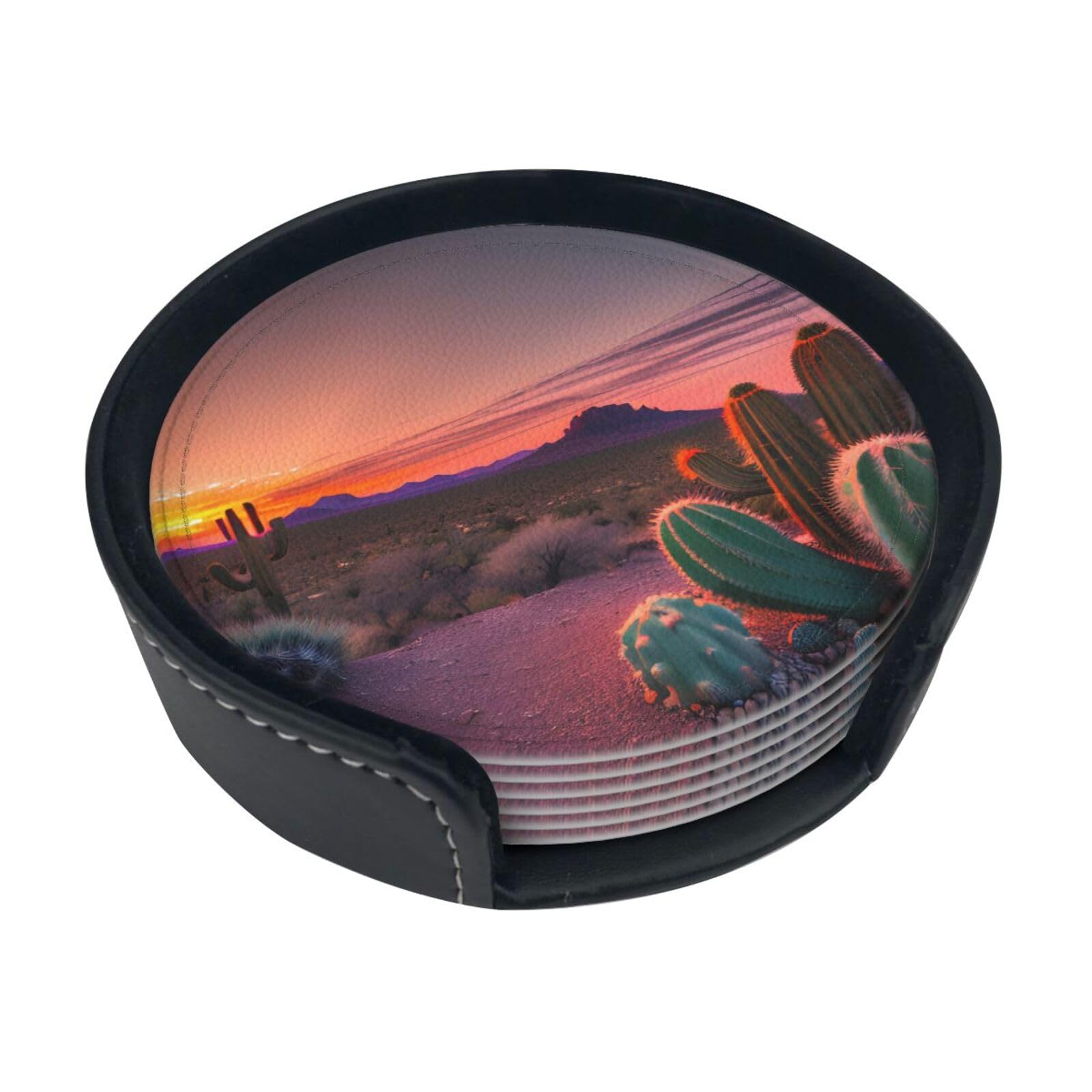 Dessous de verre cactus lot de 6 en polyuréthane imprimé pour verres et tasses