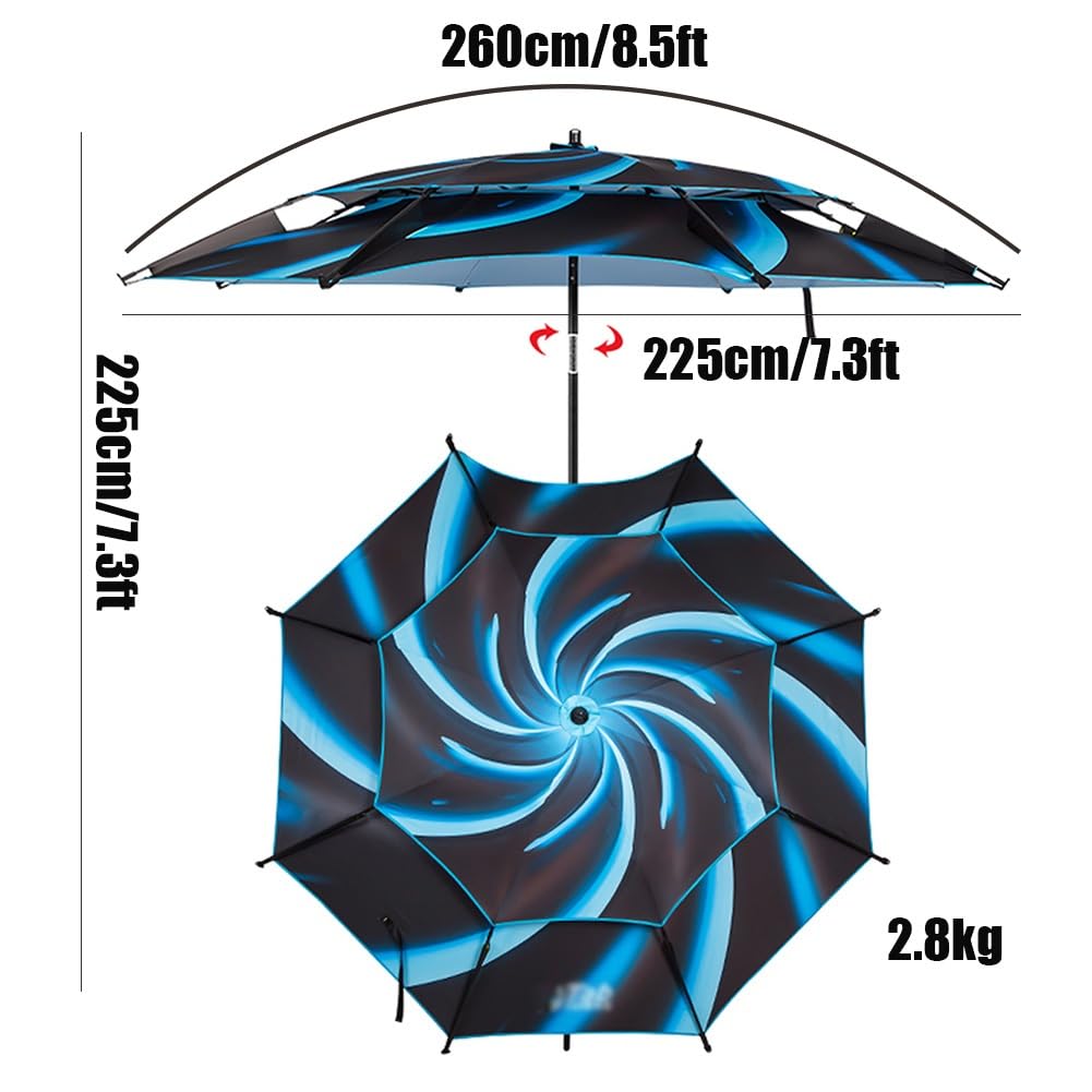 210 cm Składany Parasol Kempingowy UV50+, Przenośny Parasol Wędkarski Wiatroodporny Wodoodporny, Parasol Podróżny z Kotwicą