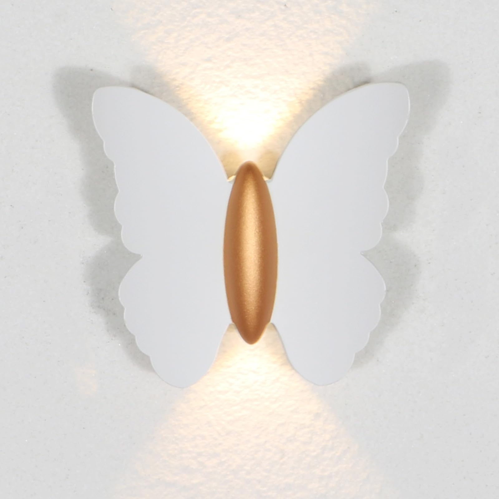 Chrasy LED Wall Light IP65 Waterproof Indoor Outdoor Up and Down Butterfly Design Wall Lamps 3000k 6W Lighting Fixture Perfect for Home Deco Garden Porch Hallway Bedroom (White)