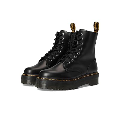 Dr. Martens Jadon Smooth Leather Platform Boots Lace up Boots Black Polished Smooth
