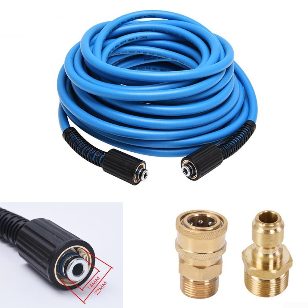 Manguera de extensión de lavadora de alta presión para accesorios M22, manguera de agua flexible de PVC de 3600 PSI con conectores, manguera de repuesto azul para limpieza doméstica y comercial (20