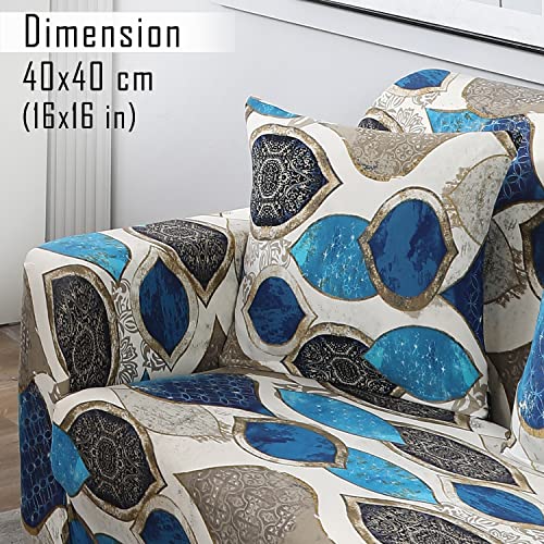 Image of HOKIPO Polyester Blend Stretchable Cushion Cover 16x16, Pack of 2 (AR-4098-D13*2), (40 x 40cm),Multicolor