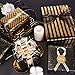 Larcenciel Gift Wrapping Paper Set, 6 Sheets Metallic Black Gold Foil Wrapping Paper w/Gift Bow & Sticker, Shiny Luxury Men Boys Gift Wraps for Birthday, Holiday, Graduation, Baby Shower, 27.5x19.6in
