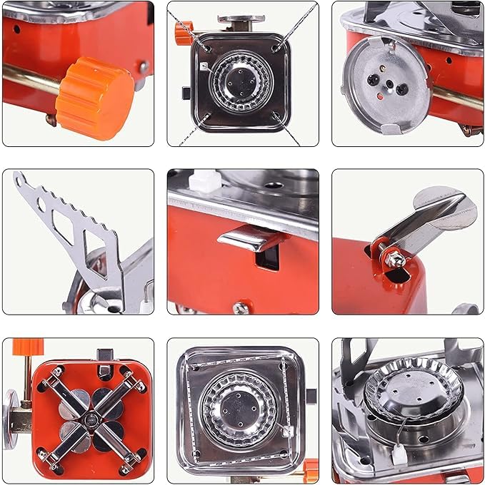Image of EYUVAA LABEL Portable Camping Stove for Travel Lightweight Backpack Butane Gas Burner, Compact Cooking Stove, Small Foldable Gas Stove for Hiking, Travel, Outdoor Cooking, and Camping (Pack of 1)