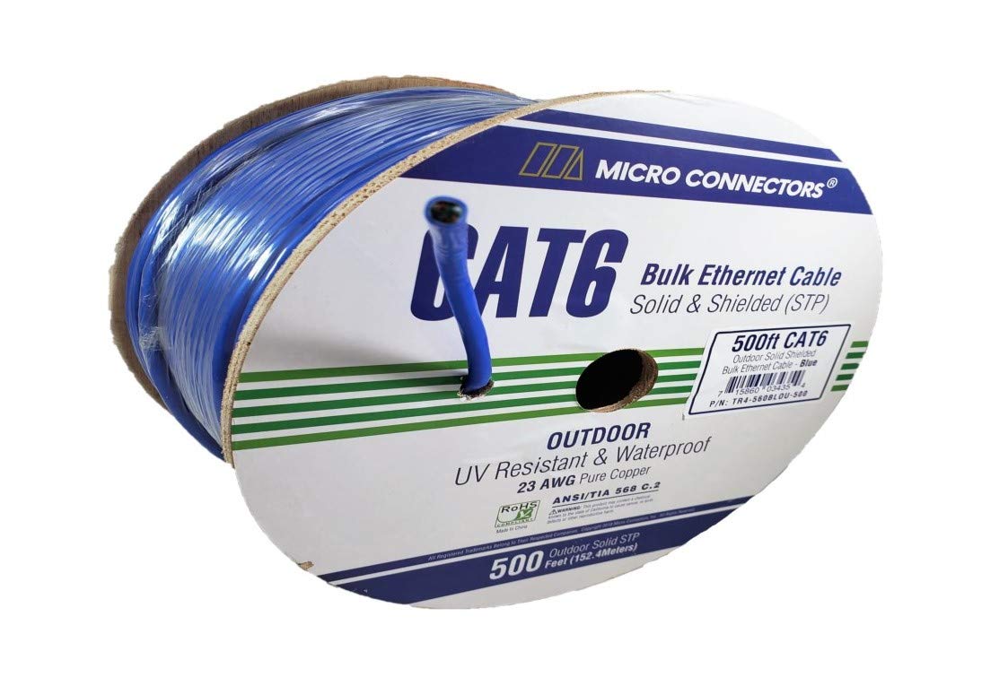 Micro connettori, Inc. 30,4 m aumentato Cat6A 10GbE UTP Box Blu blu Blue 500 ft (152 m) Kit