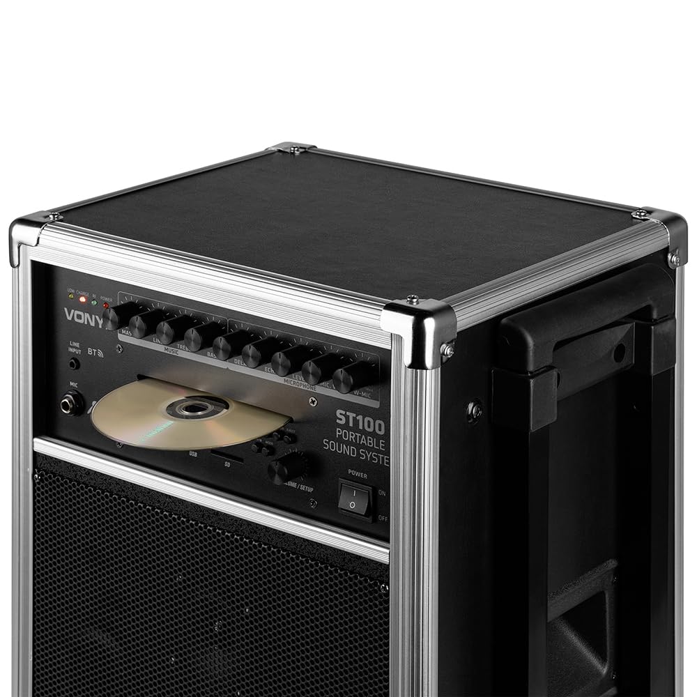 Vonyx ST100 Portable PA System, Battery Powered Speaker with CD