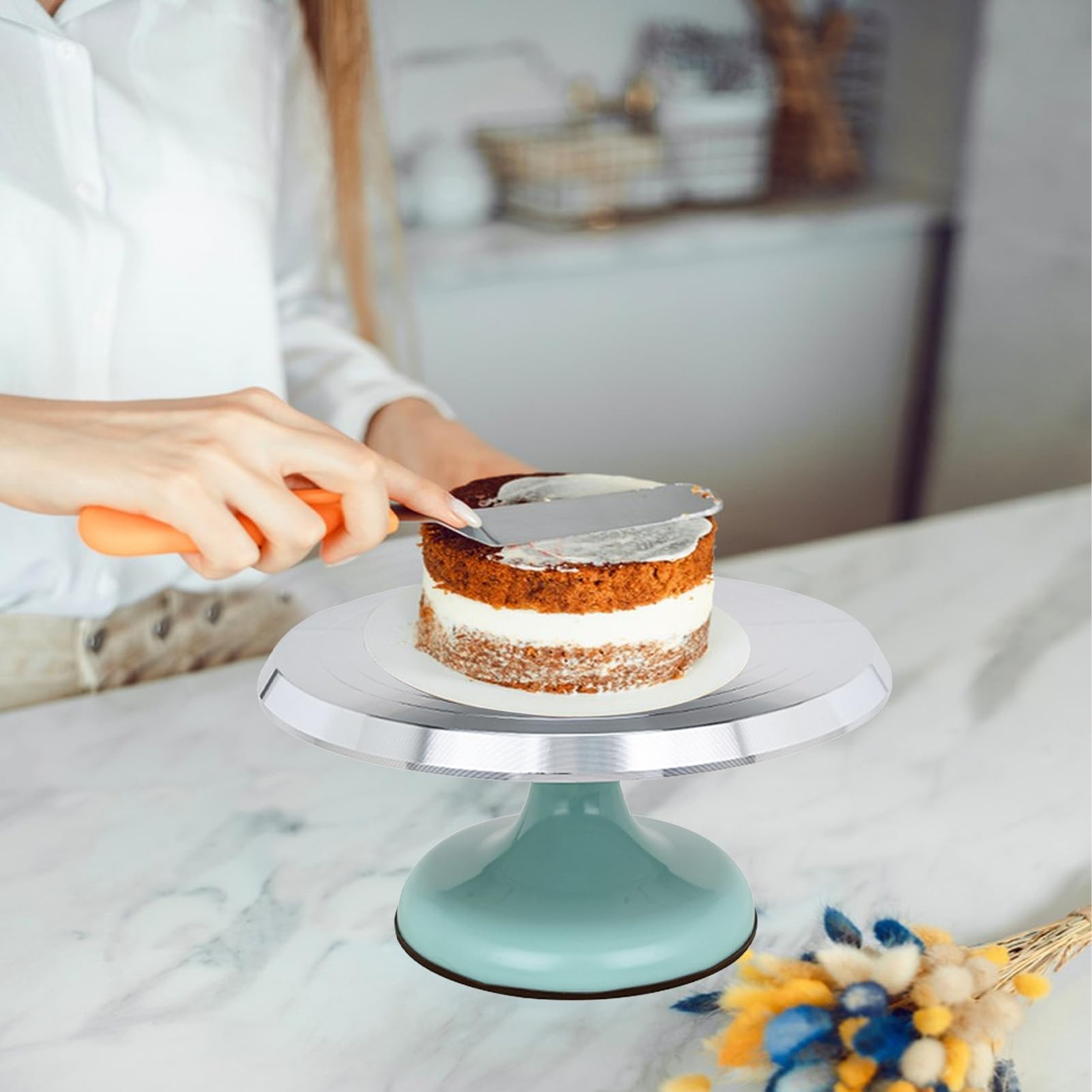 Drehbarer Kuchen-Drehteller zum Erfassen, Premium-Legierung, Kuchenständer für Kuchen und Cupcakes, Werkzeug und Zubehör für perfekte Kuchenpräsentation