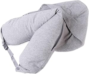 Neck Pillow with Hood - Travel Pillow Cover Stuffable with Clothes | Soft Packable Storage Bag for Sleeping Commute Hotel Camping Plane Home