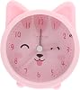 Cute Nightstand Clock Kit Cat Alarm Aesthetic Desk Clock Non-Ticking Quiet Movement