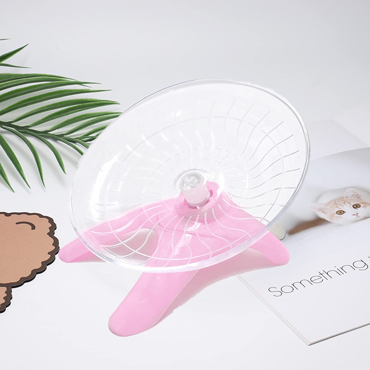 Hámster Flying Saucer Silent Running Rueda de ejercicio para hámsters, jerbos, ratones, erizo y otras mascotas pequeñas, rueda silenciosa, rueda de hámster (rosa)