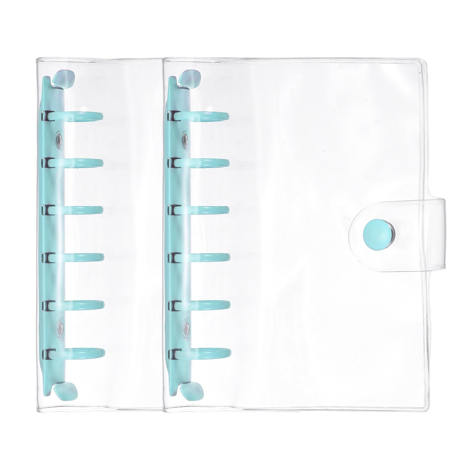 PATIKIL A7 6-Ring Binder Cover, 2Pcs Transparent PVC Notebook Binder Soft Clear Binder Protector Refillable Shell with Snap Button Closure for DIY Office Travel Planner, Blue