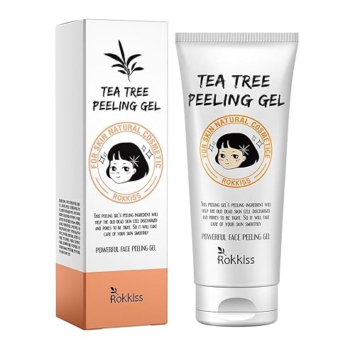 ROKKISS Gel pelador de árbol de té (4.1 fl oz), gel exfoliante suave para rostro y cuerpo con celulosa natural, elimina las impurezas para una piel