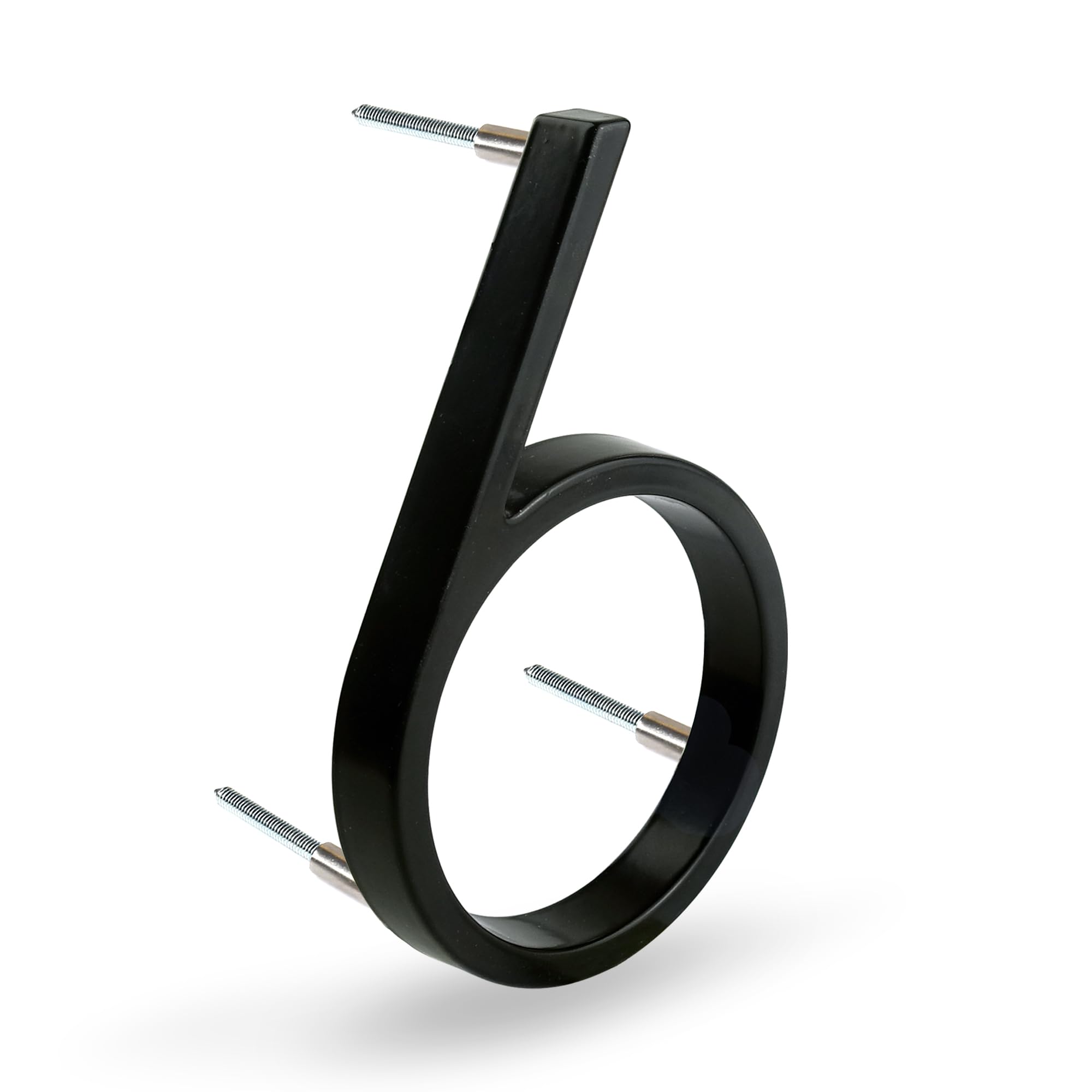 HASWARE Floating House Number Plate 5 Inch (12cm) Modern Door Numbers Sign Street Home Address Numbers, Black Metal (Black, 6)