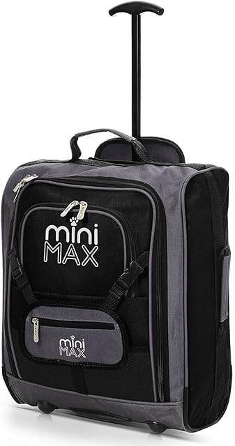 Aerolite MiniMAX 45x36x20 Kids EasyJet Maximum Size Cabin Hand Luggage 30L Under Seat Trolley Children Backpack Carry On Cabin Hand Luggage Bag Junior Toddler with 2 Year Warranty Black
