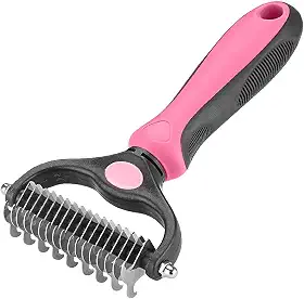 Ancinho de cuidados para animais de estimação – Ferramenta de remoção de pelos dupla-face, ancinho de subpelo para cães e gatos, escova extralarga e pente deshedder para cabelos longos, reduz a queda