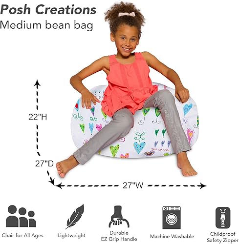 Miniatura 46 de Posh Creations - Sillón puff para niños, adolescentes y adultos, incluye funda extraíble y lavable a máquina, grande de 38 pulgadas, piel de conejo