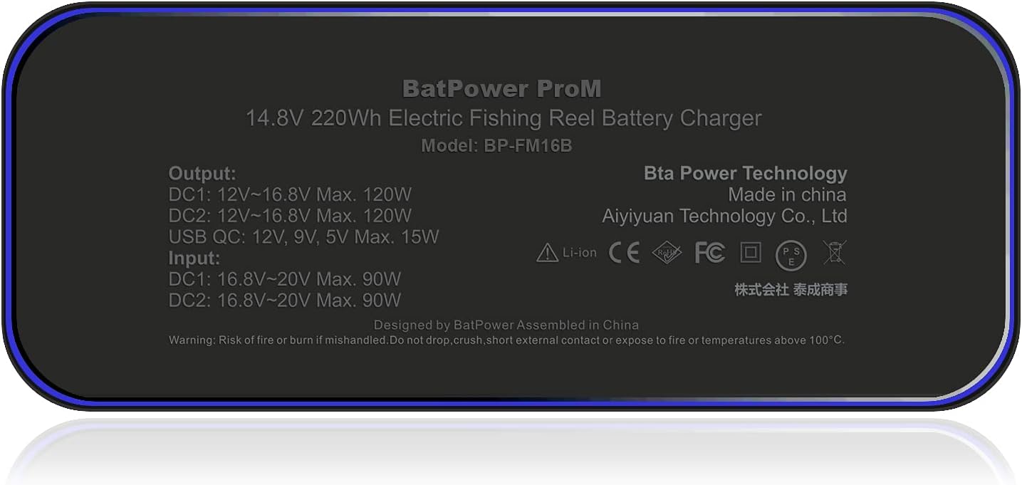 BatPower 7.8-15Ah Prom Electric Fishing Reel Battery for Miya Epoch Command Series Electric Reels with Charger - Rechargeable High Capacity
