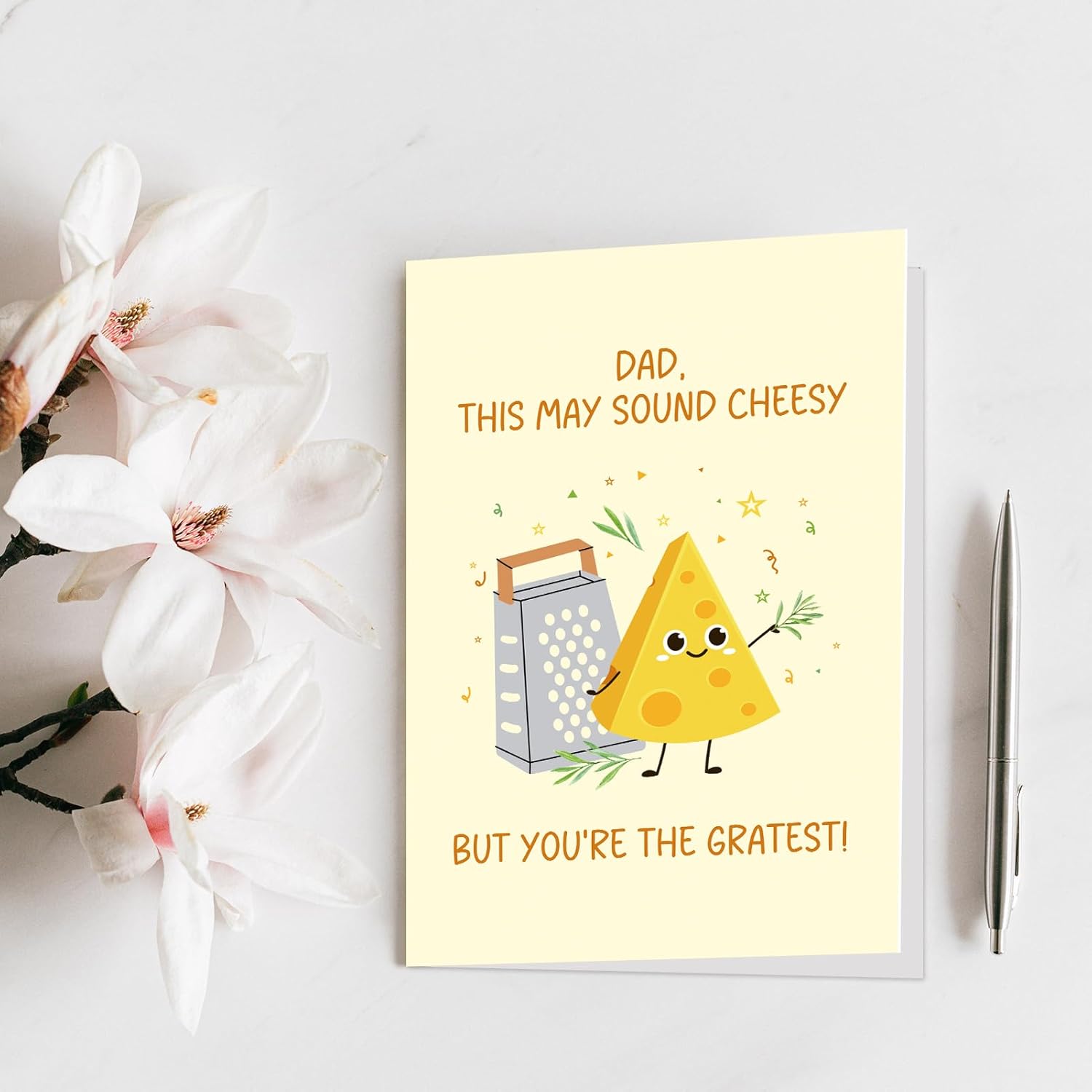 Qiliji Lovely Cheese Dad Birthday Card from Kids, Funny Grate Birthday Card for Dads, Dad Pun Father's Day Cards Gifts from Son Daughter, Sound Cheesy But You're the Greatest - Image 7