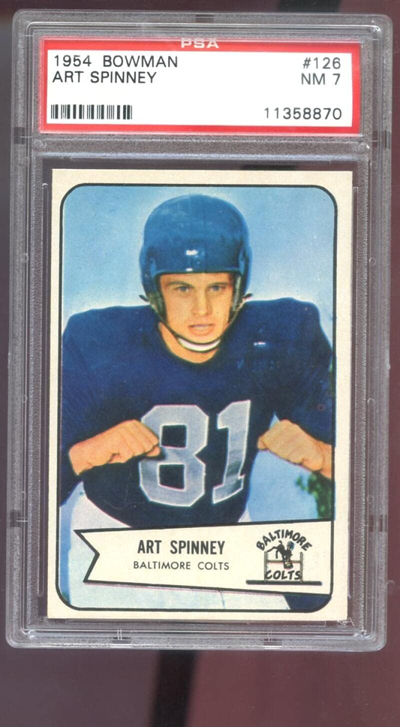 1954 Bowman #126 Art Spinney PSA 7 Graded Football Card Baltimore Colts