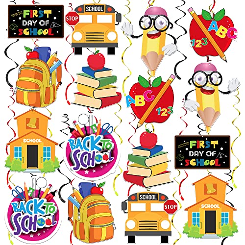 KatchOn, Hanging Swirls for School Decorations - Pack of 46 | Back To School Swirls | Welcome Back To School Decorations for Classroom | First Day of School Decorations | Classroom Ceiling Decorations