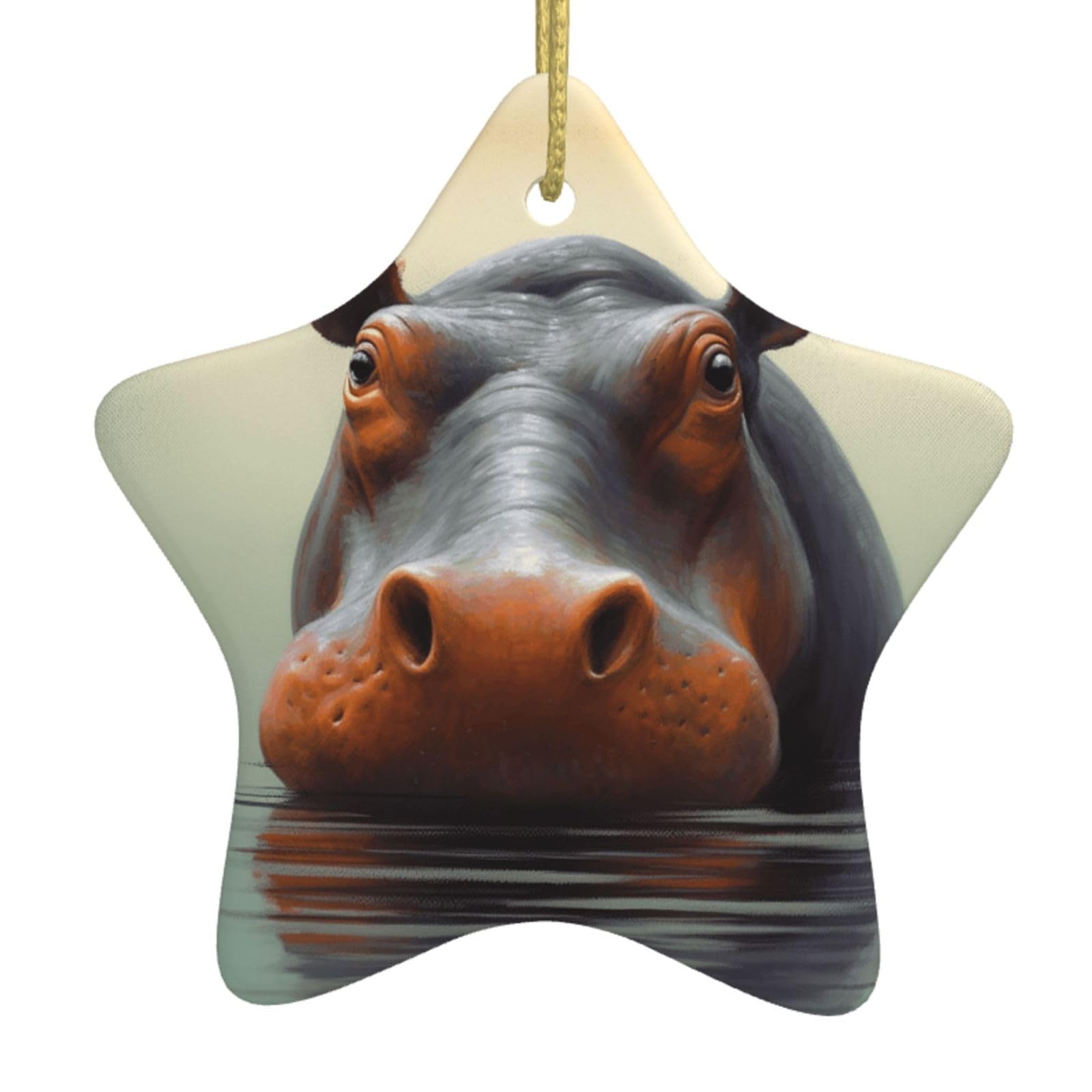 Fodpand Women's White Hippo Christmas Ornaments 2025, Gift Exchange For Men, Collectible Ceramic Ornament Star Hanging Ornaments For Christmas Tree Decoration