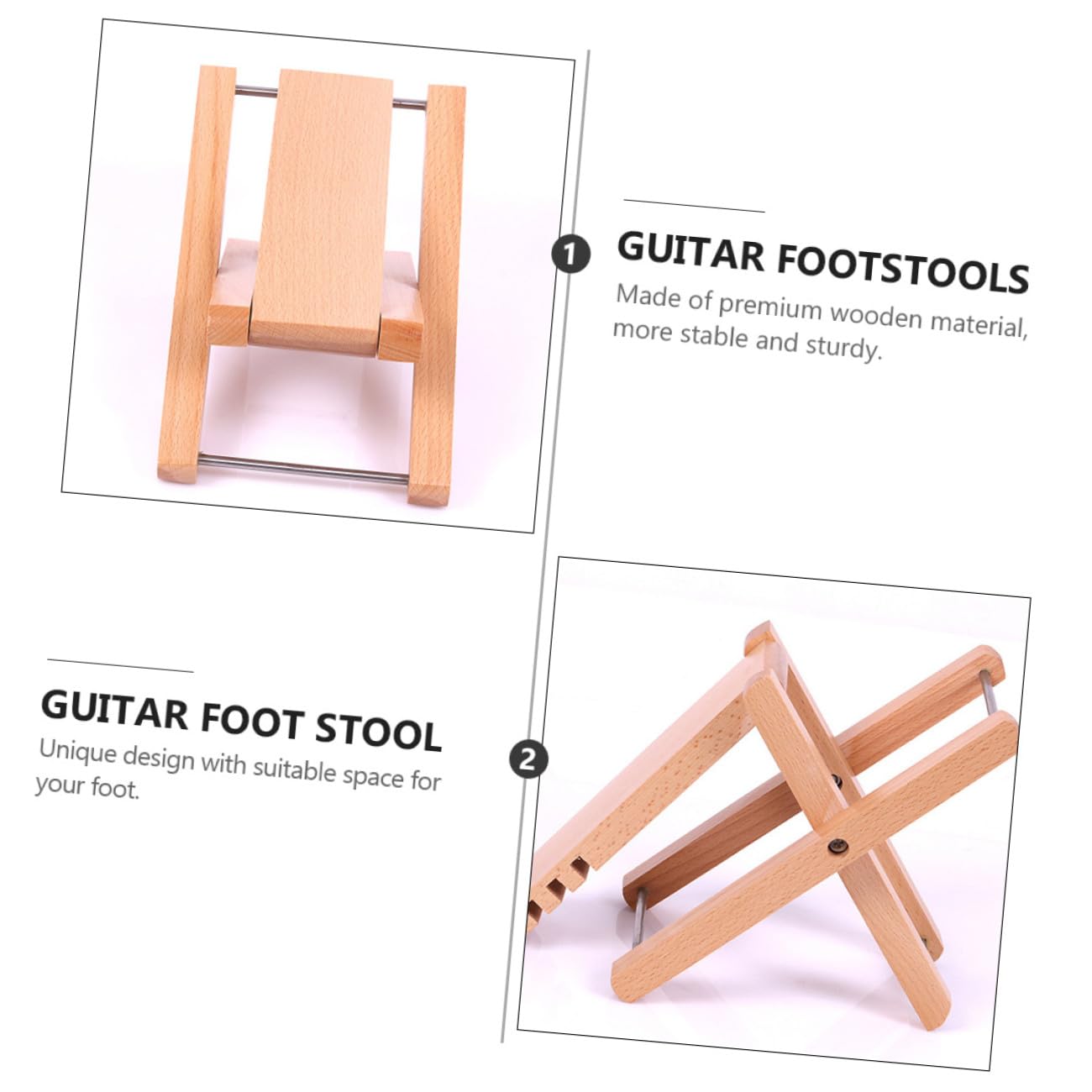 Abaodam Sgabello Poggiapiedi per Chitarra in Legno 4 Posizioni | Beige, Portatile e Robusto, per Uso Outdoor, Accessorio per Chitarristi