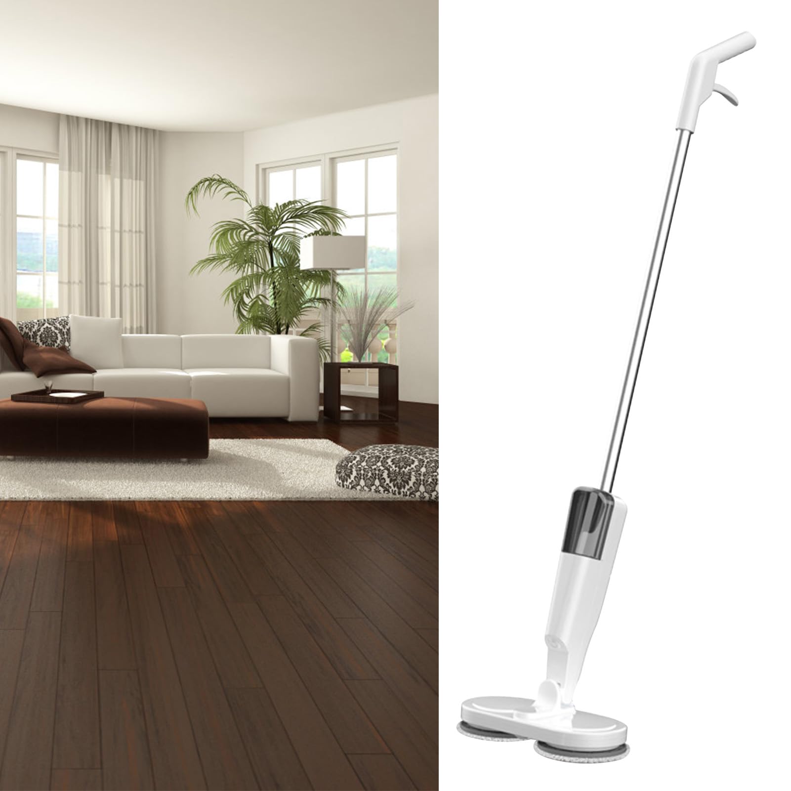 inalámbrico, trapeador eléctrico, trapeador eléctrico, trapeador eléctrico Recargable liviano liviano con rociador de Agua para Pisos de mármol de Madera Dura (44.2 x 11.3 x 5.5in,)