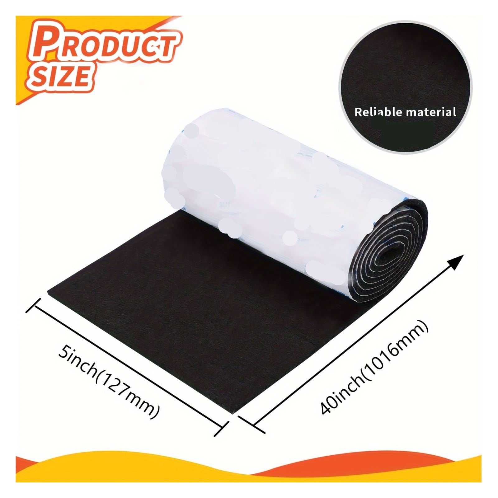 Almohadillas para Muebles Cinta de Fieltro autoadhesiva 5 × 40 0,12 Pulgadas, Tira Adhesiva Negra, Trasero Adhesivo, Almohadillas Antideslizantes for Proteger Muebles