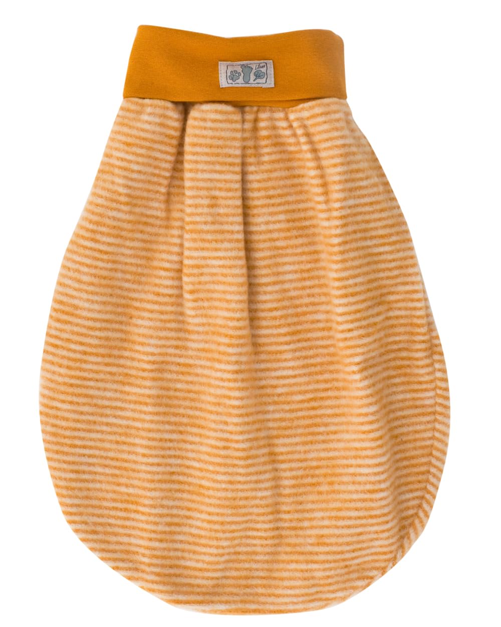 Lilano Wickelsack aus Schurwolle, Gestreift Orange, Pucksack für Babys, 80x90 cm, Wärmend (Curry/Natur)