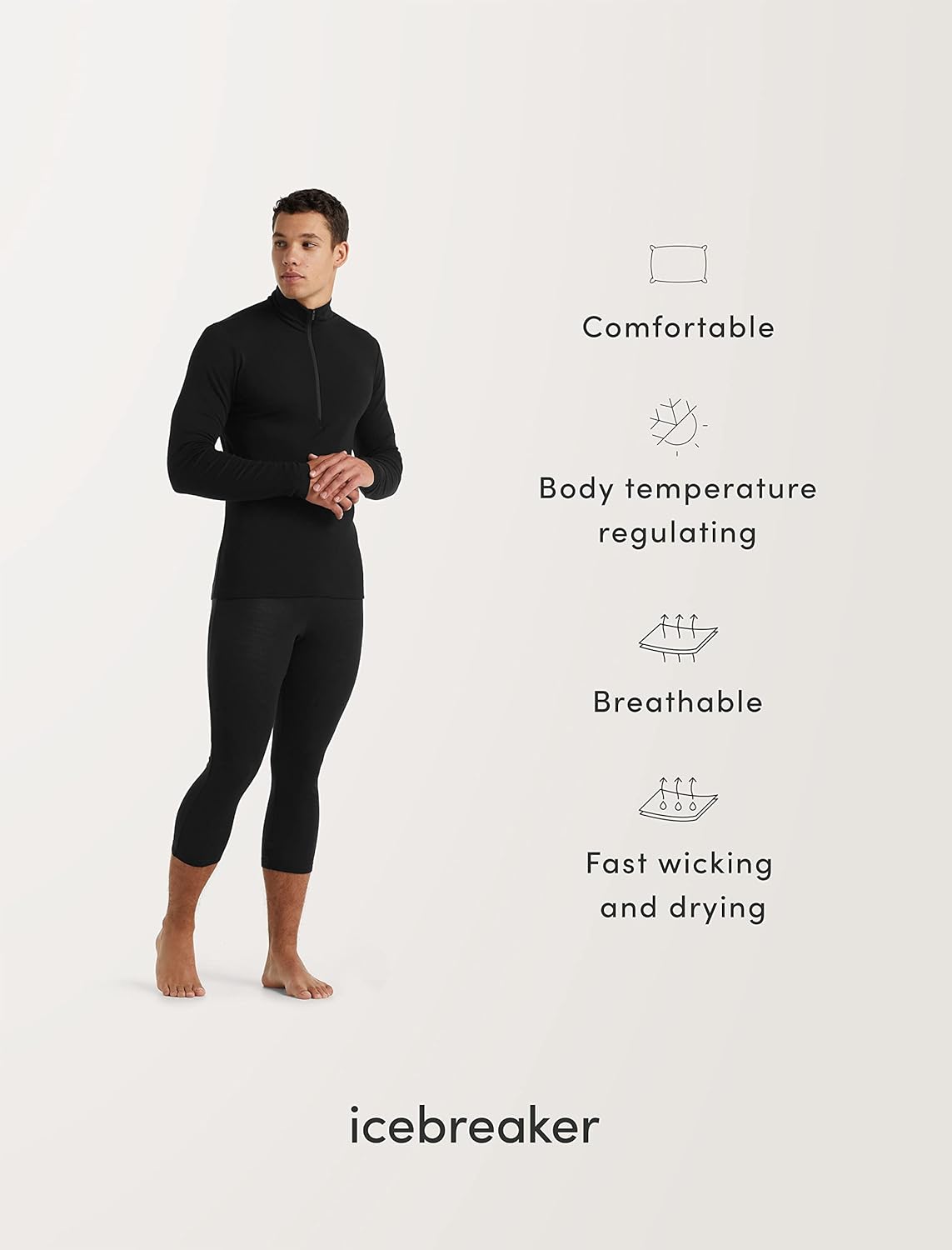icebreaker Men's Merino 200 Oasis Long Sleeve Half Zip Thermal Top - Image 6