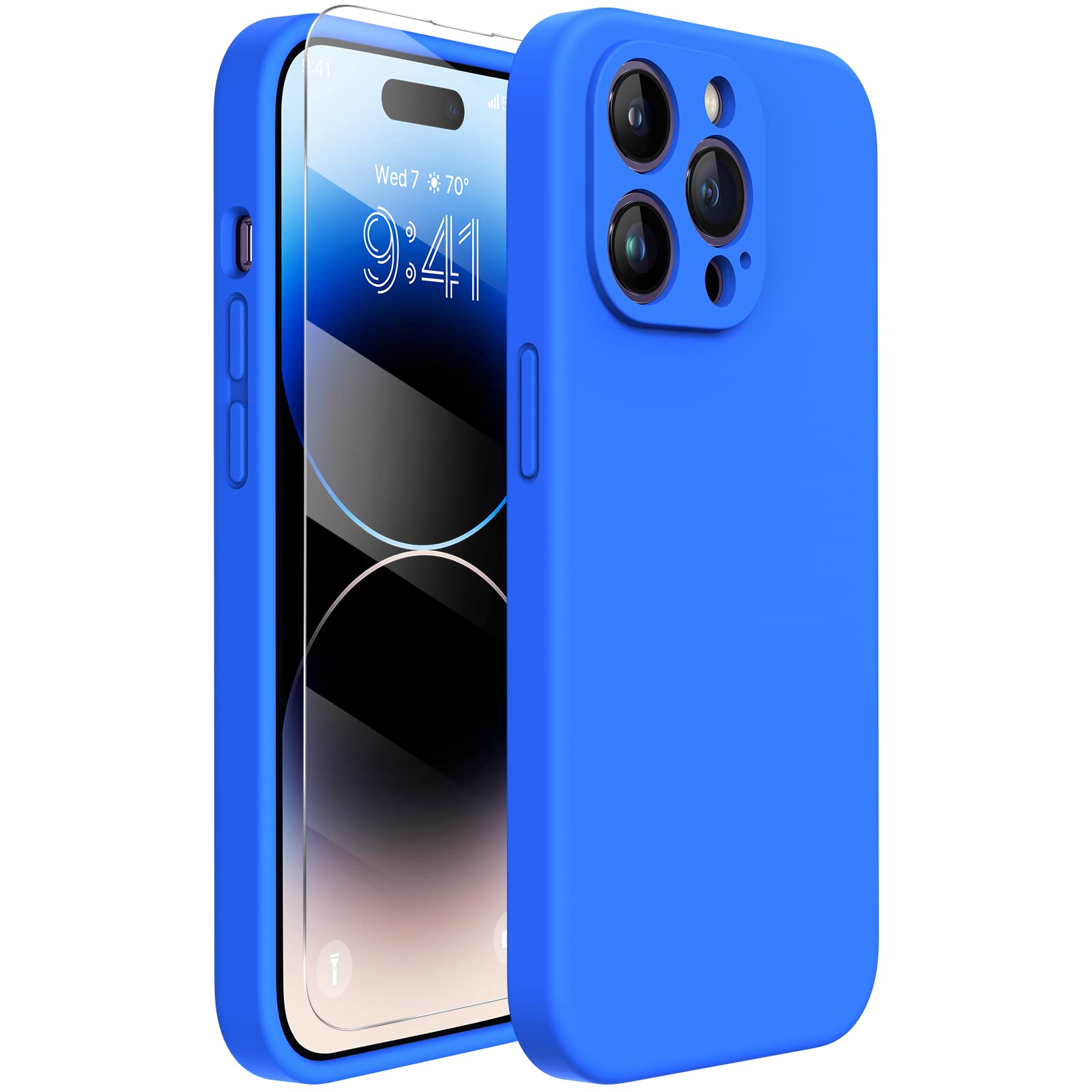 Miracase Silicone for iPhone 14 Pro Case, Mediterranean Blue