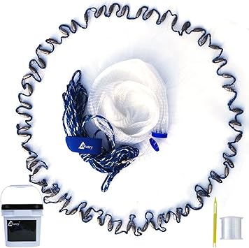 Drasry Saltwater Fishing Cast Net for Bait 3/8 1/4 or 1/2 with Heavy Sinkers Fish Trap Throw Net. Size 3ft/4ft/5ft/6ft/7ft/8ft/9ft/10ft Radius Freshwater Nets