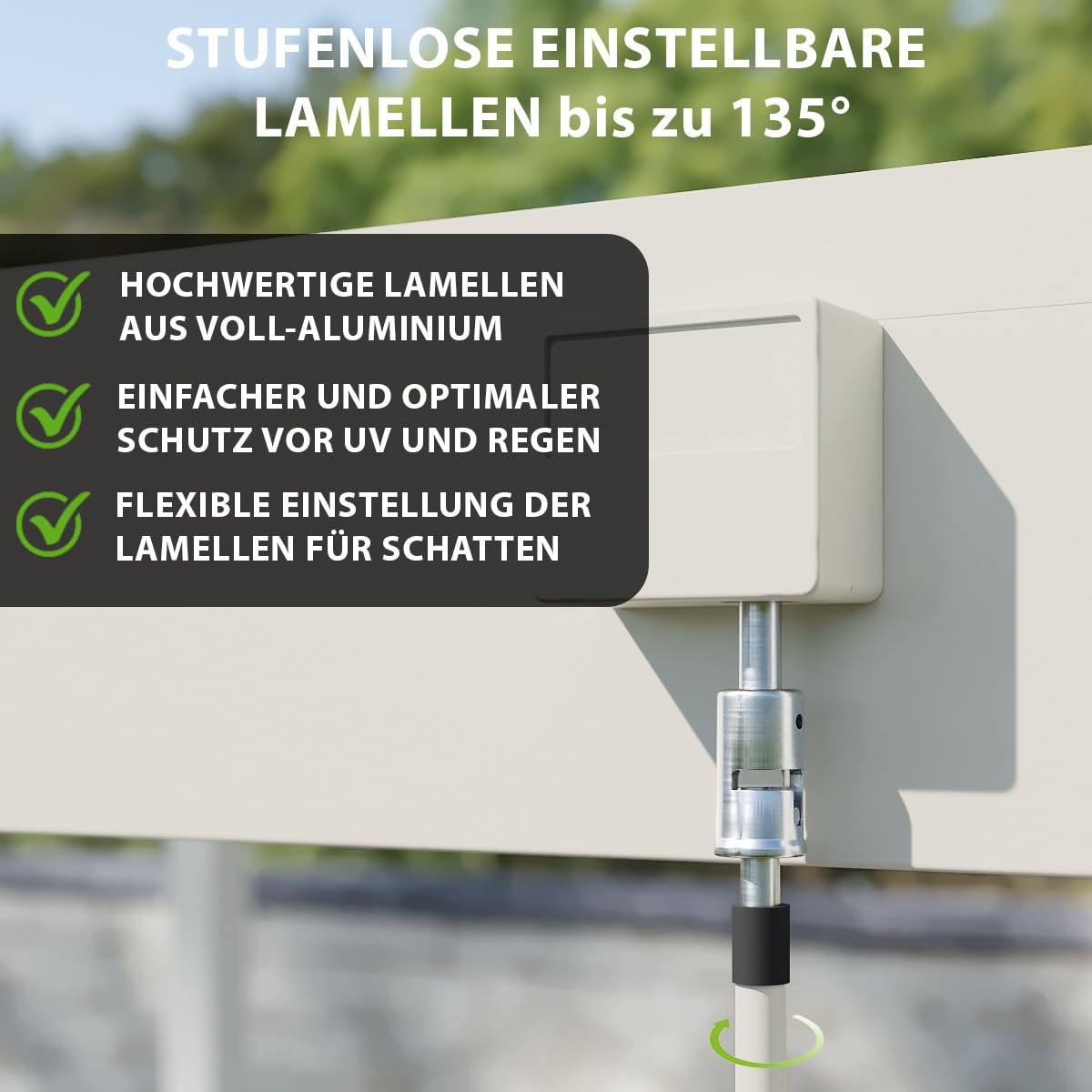 Weide Deluxe Alu Pergola für Terrasse & Garten mit Lamellendach & Kurbel 3.6 x 4 m Sand